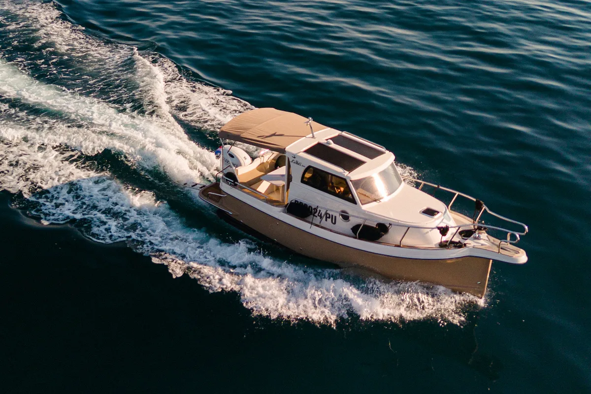 Exterior view of H2, a Leidi 660 motorboat at Grad Pula, Croatia