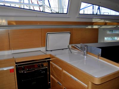 Galley of Orange As, a Elan Impression 354 sailboat at Izola / Isola, Slovenia