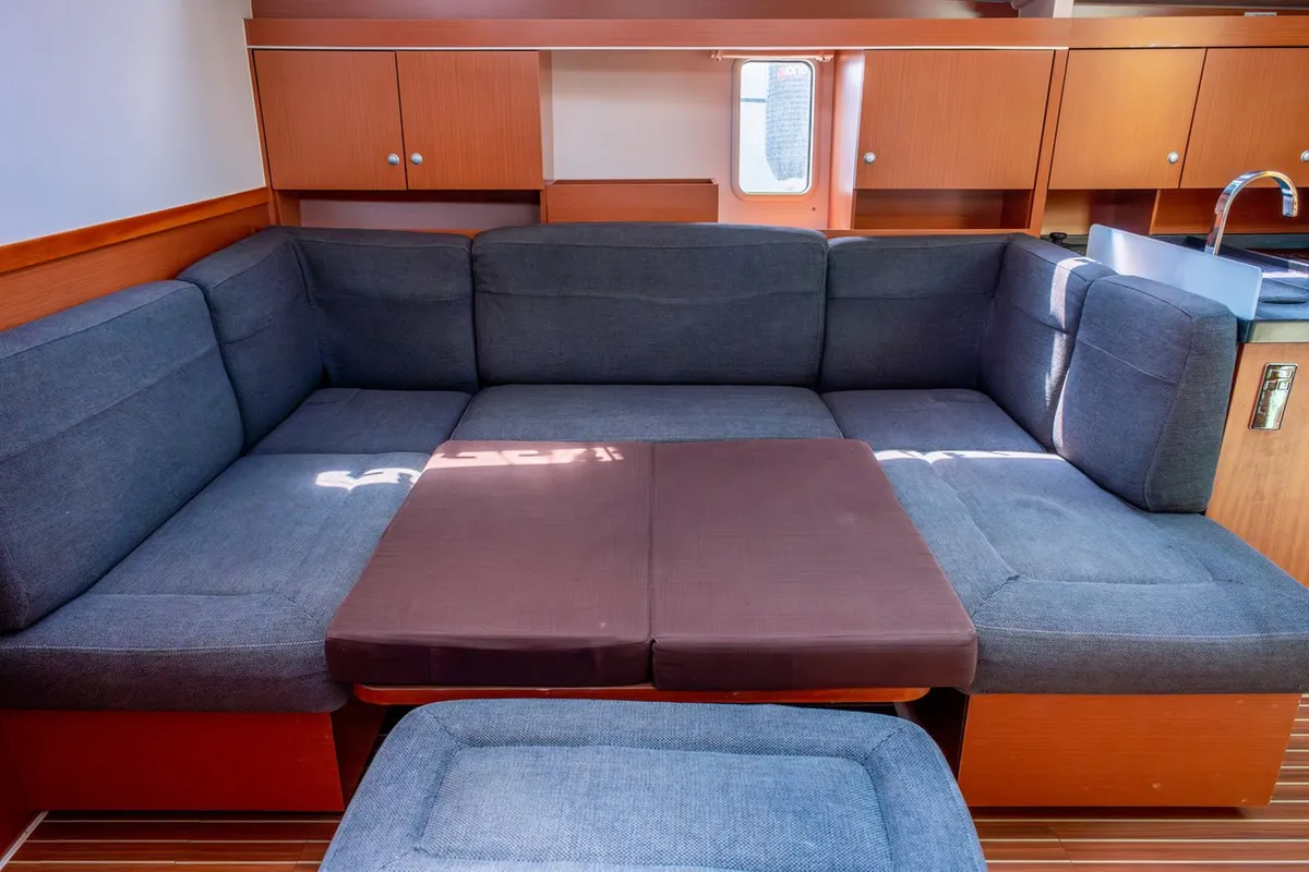 Salon of Draco, a Hanse Yachts Hanse 445 sailboat at Fethiye, Turkey