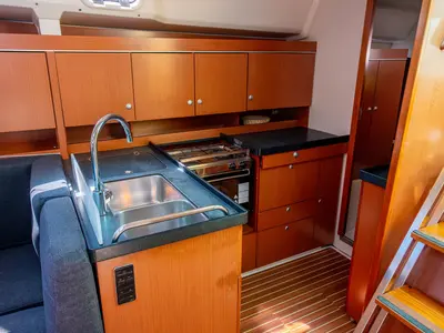 Galley of Draco, a Hanse Yachts Hanse 445 sailboat at Fethiye, Turkey