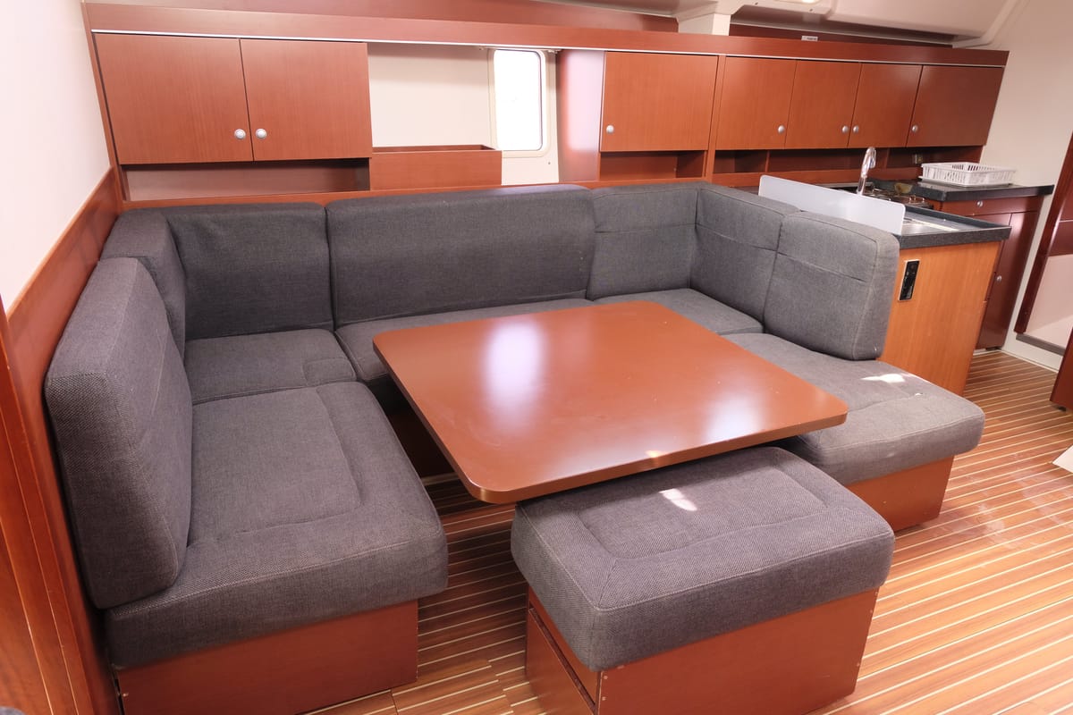 Salon of Draco, a Hanse Yachts Hanse 445 sailboat at Fethiye, Turkey