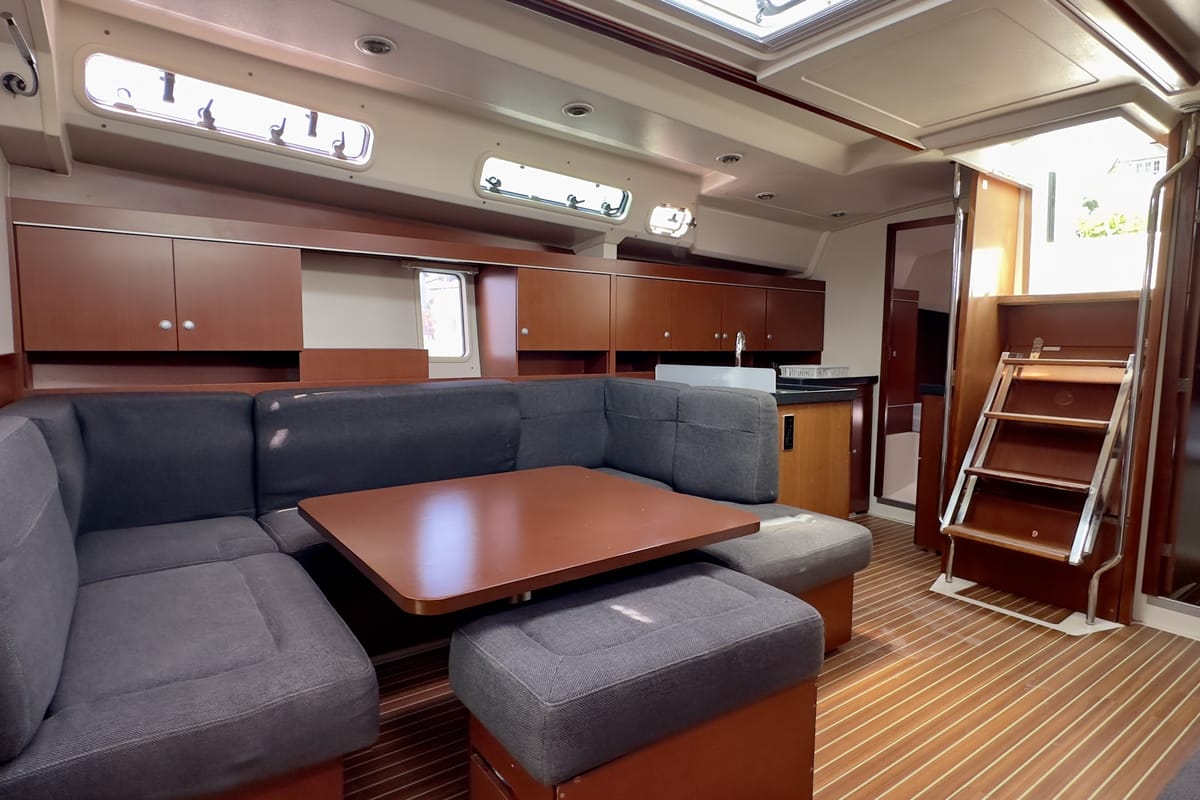 Salon of Draco, a Hanse Yachts Hanse 445 sailboat at Fethiye, Turkey