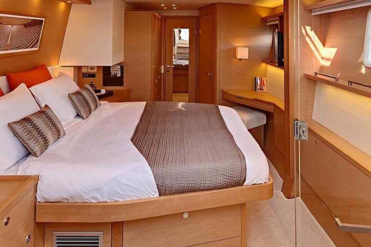 Cabin on Adeia II, a Lagoon 560 catamaran at Olbia, Italy