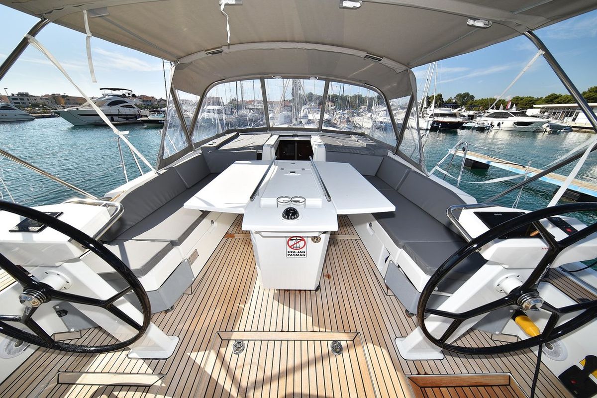 Cockpit of Antonela M, a Beneteau Oceanis 46.1 sailboat at Zadar, Croatia