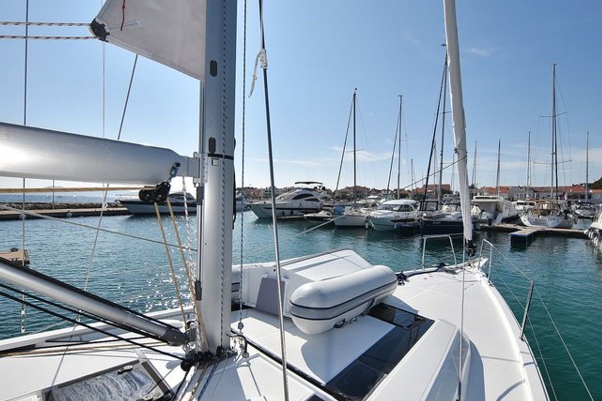 Deck of Antonela M, a Beneteau Oceanis 46.1 sailboat at Zadar, Croatia
