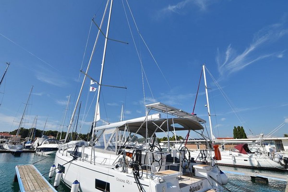 Exterior view of Antonela M, a Beneteau Oceanis 46.1 sailboat at Zadar, Croatia