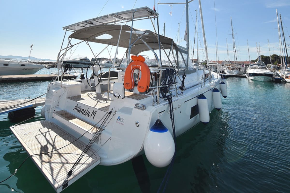 Exterior view of Antonela M, a Beneteau Oceanis 46.1 sailboat at Zadar, Croatia