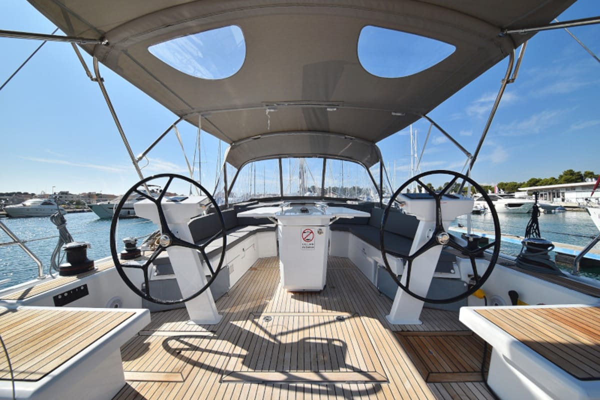 Cockpit of Antonela M, a Beneteau Oceanis 46.1 sailboat at Zadar, Croatia