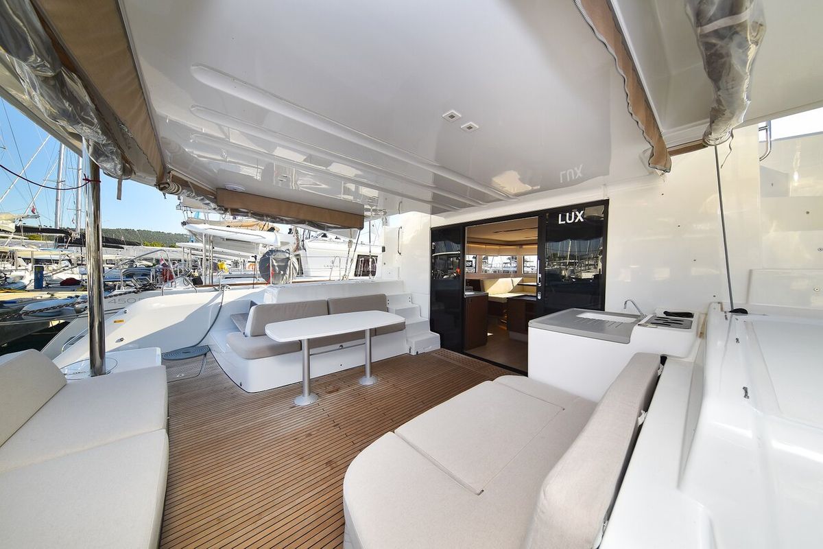 Deck of Lux, a Lagoon 50 catamaran at Općina Sukošan, Croatia