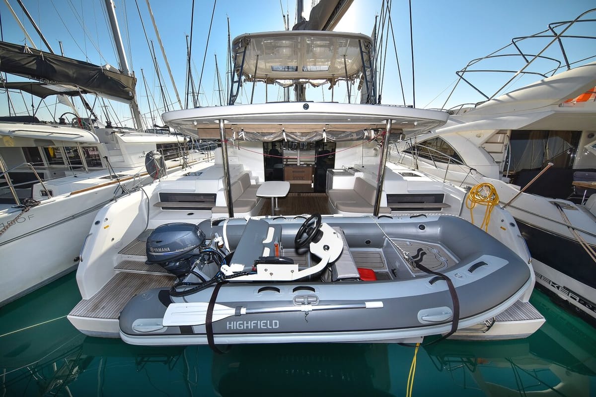 Exterior view of Lux, a Lagoon 50 catamaran at Općina Sukošan, Croatia
