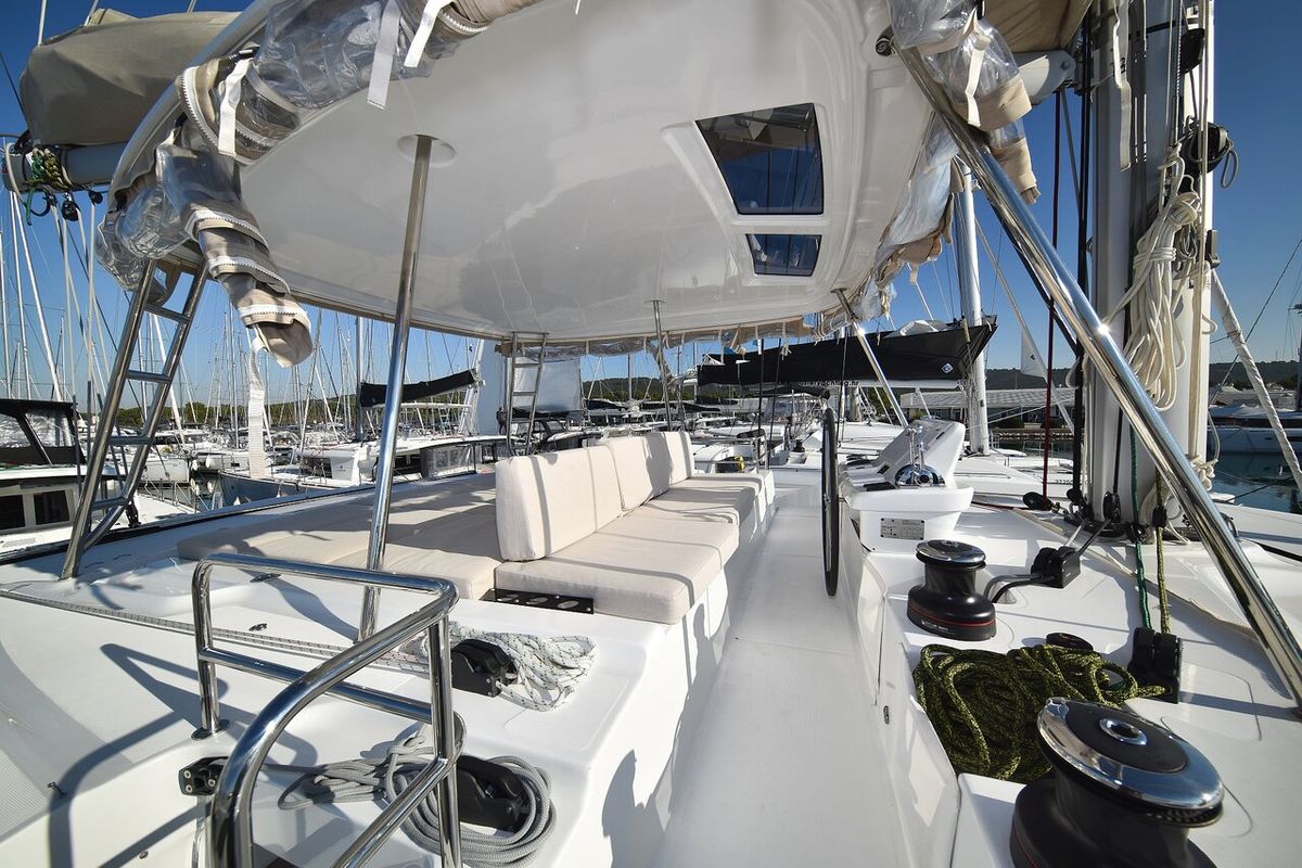 Cockpit of Lux, a Lagoon 50 catamaran at Općina Sukošan, Croatia