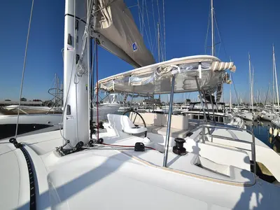 Cockpit of Lux, a Lagoon 50 catamaran at Općina Sukošan, Croatia