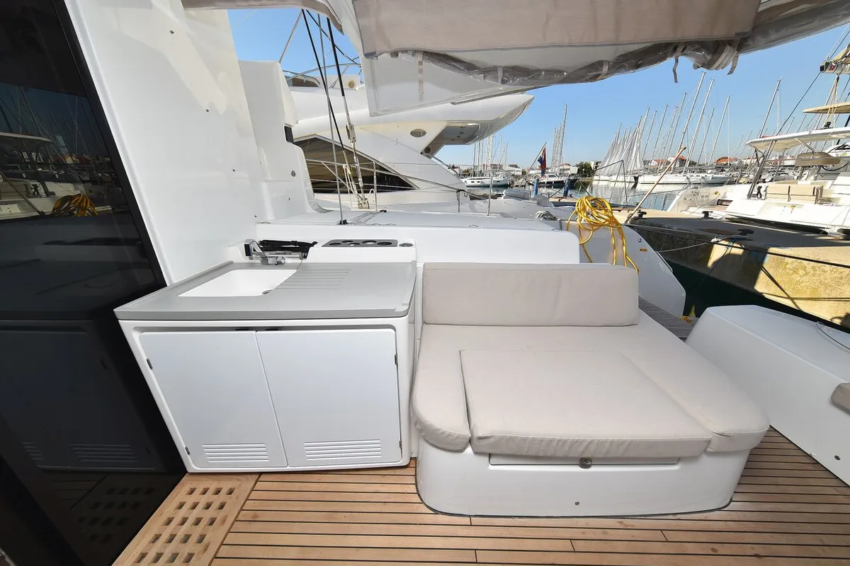 Deck of Lux, a Lagoon 50 catamaran at Općina Sukošan, Croatia