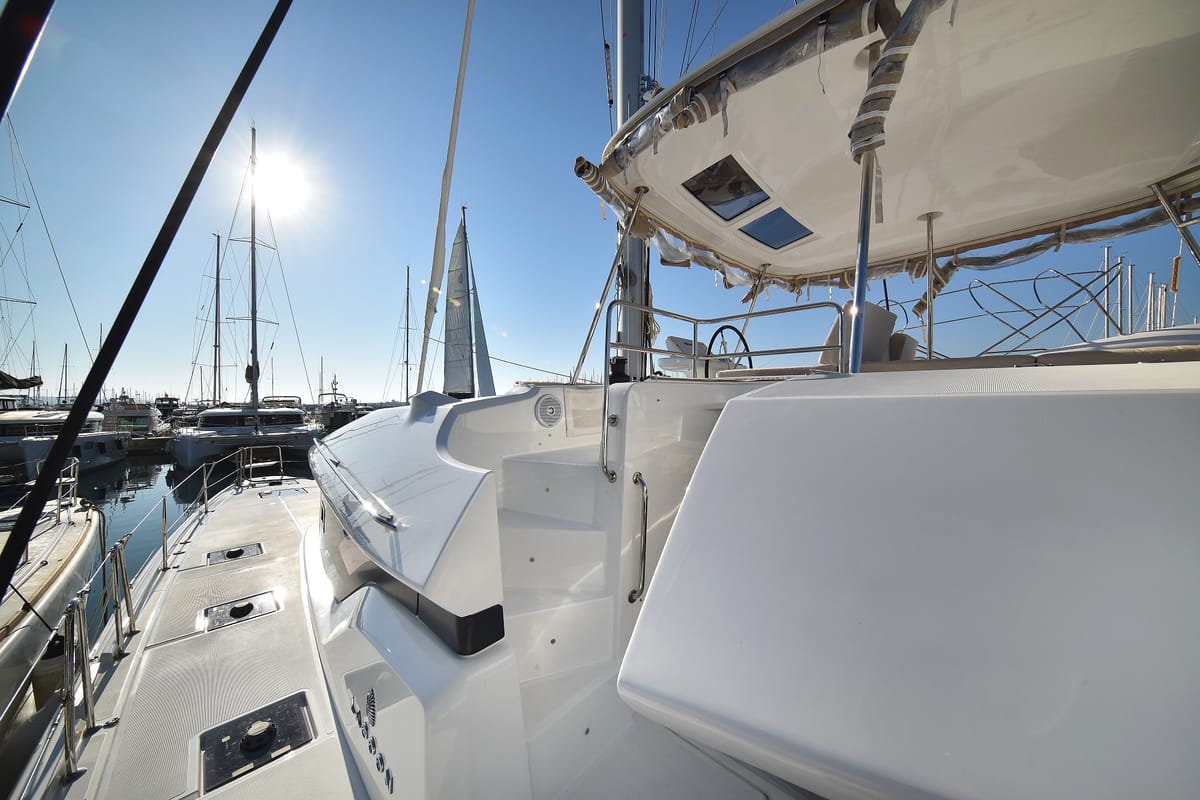 Exterior view of Lux, a Lagoon 50 catamaran at Općina Sukošan, Croatia