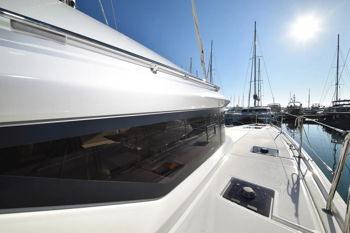 Exterior view of Lux, a Lagoon 50 catamaran at Općina Sukošan, Croatia