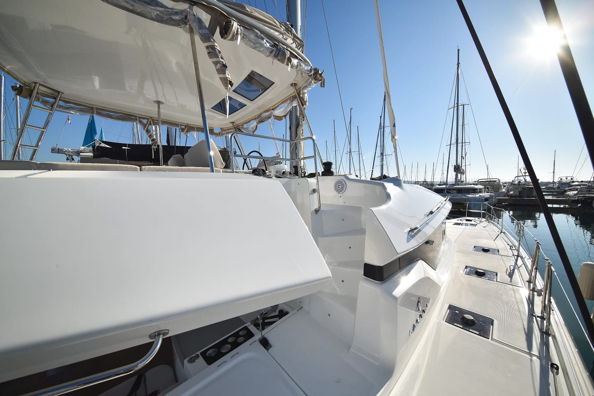 Exterior view of Lux, a Lagoon 50 catamaran at Općina Sukošan, Croatia