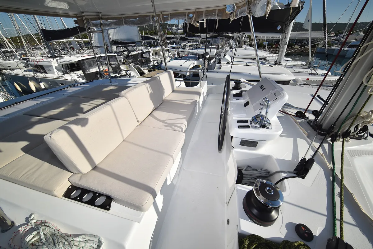 Cockpit of Lux, a Lagoon 50 catamaran at Općina Sukošan, Croatia