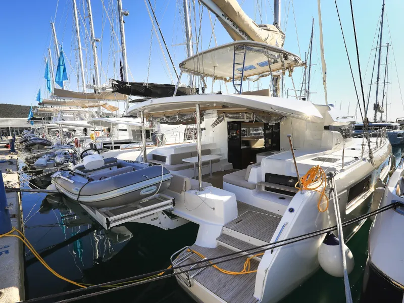 Exterior view of Lux, a Lagoon 50 catamaran at Općina Sukošan, Croatia