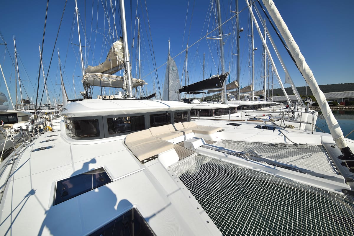 Exterior view of Lux, a Lagoon 50 catamaran at Općina Sukošan, Croatia