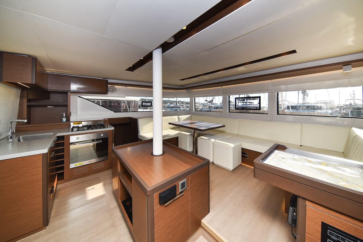 Salon of Lux, a Lagoon 50 catamaran at Općina Sukošan, Croatia