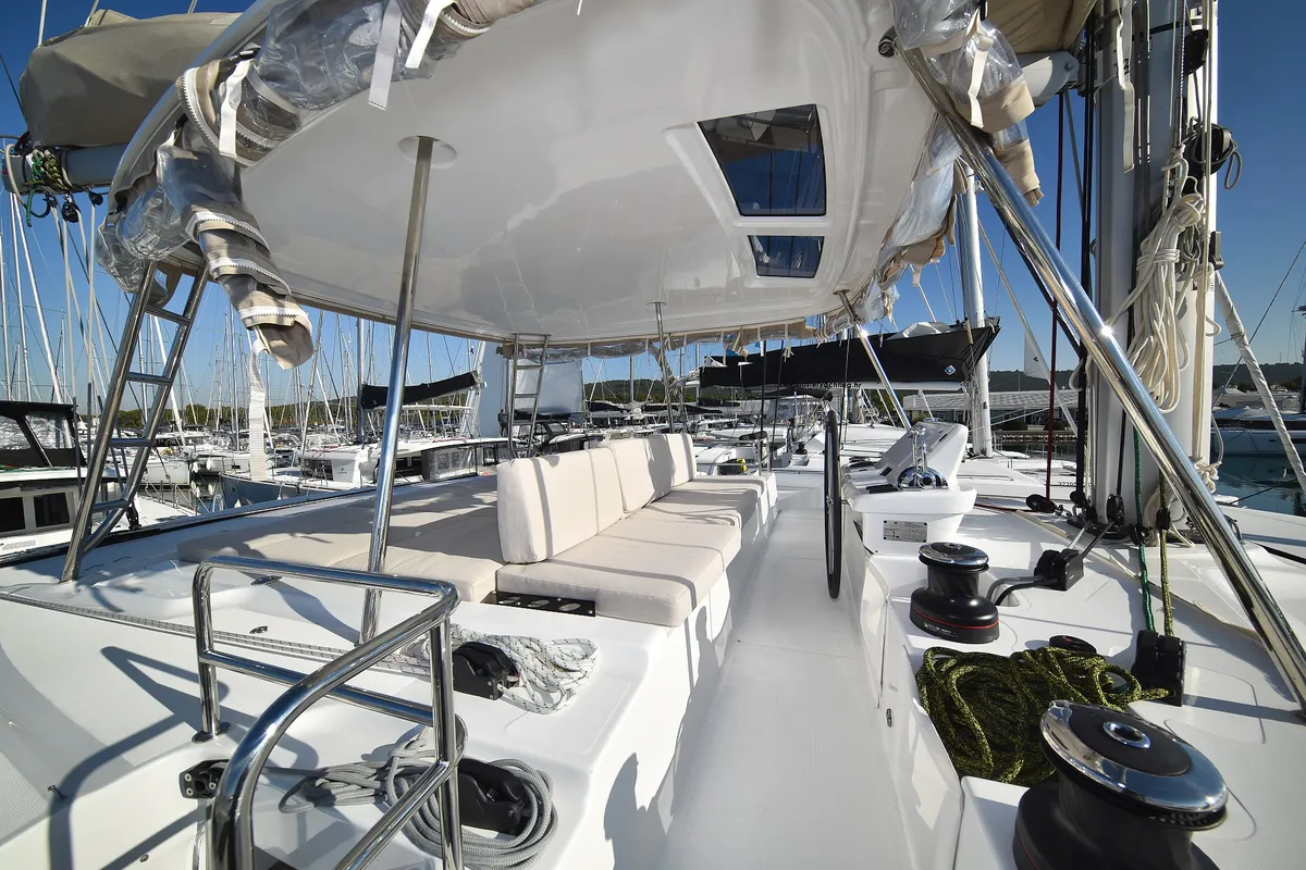 Cockpit of Lux, a Lagoon 50 catamaran at Općina Sukošan, Croatia