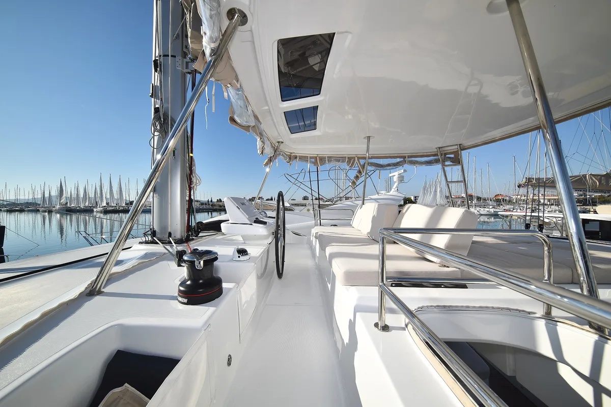 Cockpit of Lux, a Lagoon 50 catamaran at Općina Sukošan, Croatia