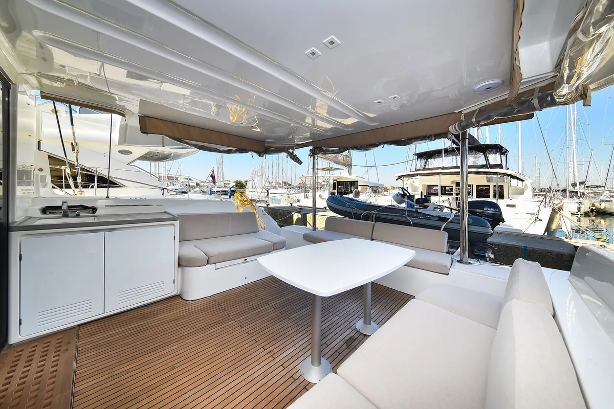 Deck of Lux, a Lagoon 50 catamaran at Općina Sukošan, Croatia