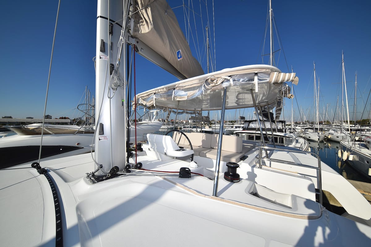 Cockpit of Lux, a Lagoon 50 catamaran at Općina Sukošan, Croatia