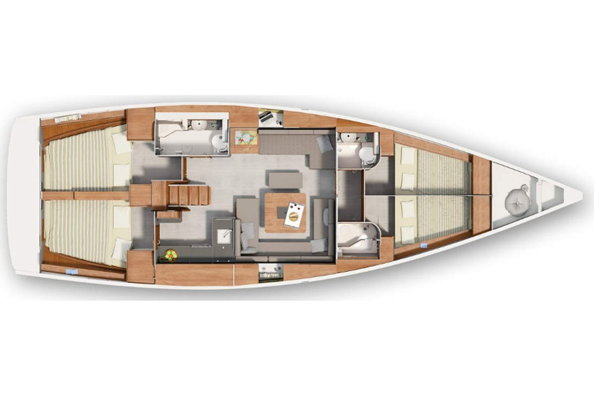 Floor plan of AF-H455, a Hanse Yachts Hanse 455 sailboat at Athens, Greece