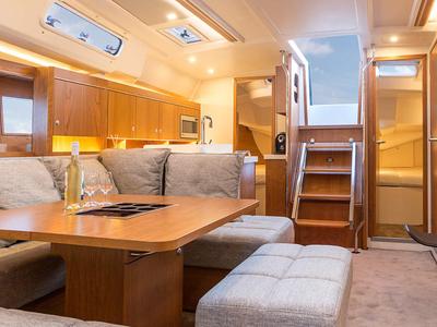 Salon of AF-H455, a Hanse Yachts Hanse 455 sailboat at Athens, Greece