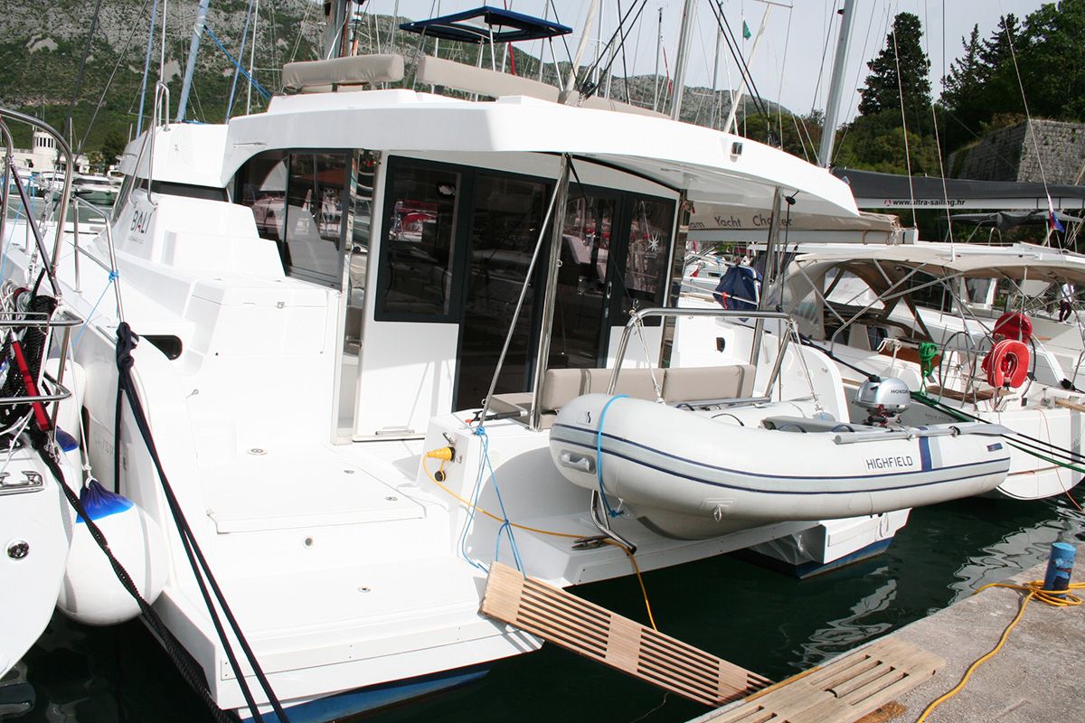 Family 257, a Bali Catspace catamaran at Dubrovnik, Croatia