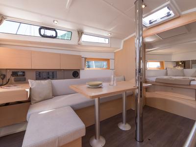 Salon of Teodora, a Beneteau Oceanis 38.1 sailboat at Dubrovnik, Croatia
