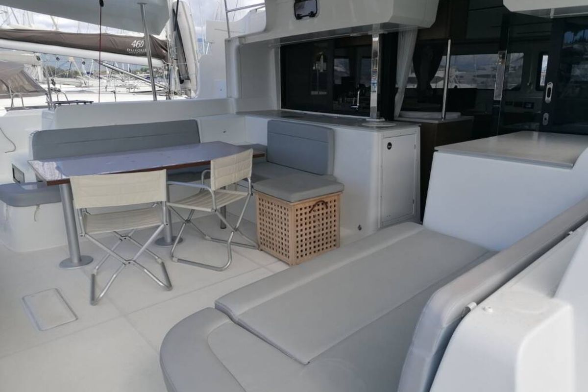 Deck of Achilles, a Lagoon 46 catamaran at Kontokali, Greece