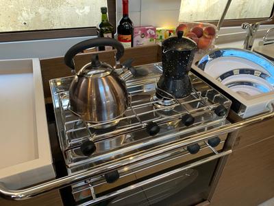 Galley of Dream Team, a Beneteau Oceanis 46.1 sailboat at Ibiza, Spain