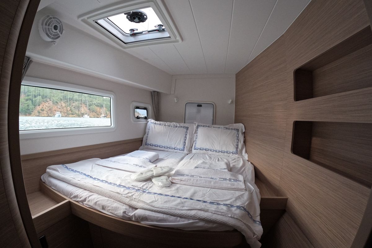 Cabin on Rena, a Lagoon 42 catamaran at Fethiye, Turkey