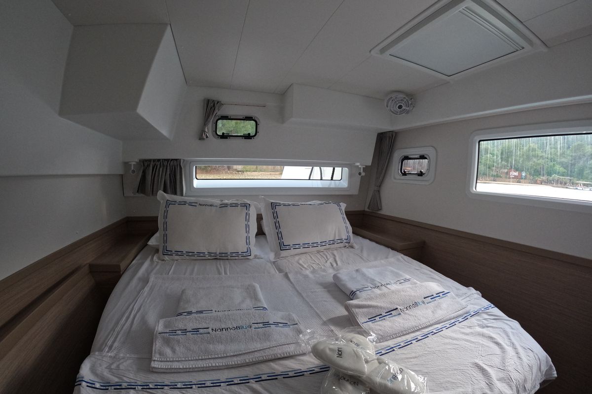 Cabin on Rena, a Lagoon 42 catamaran at Fethiye, Turkey