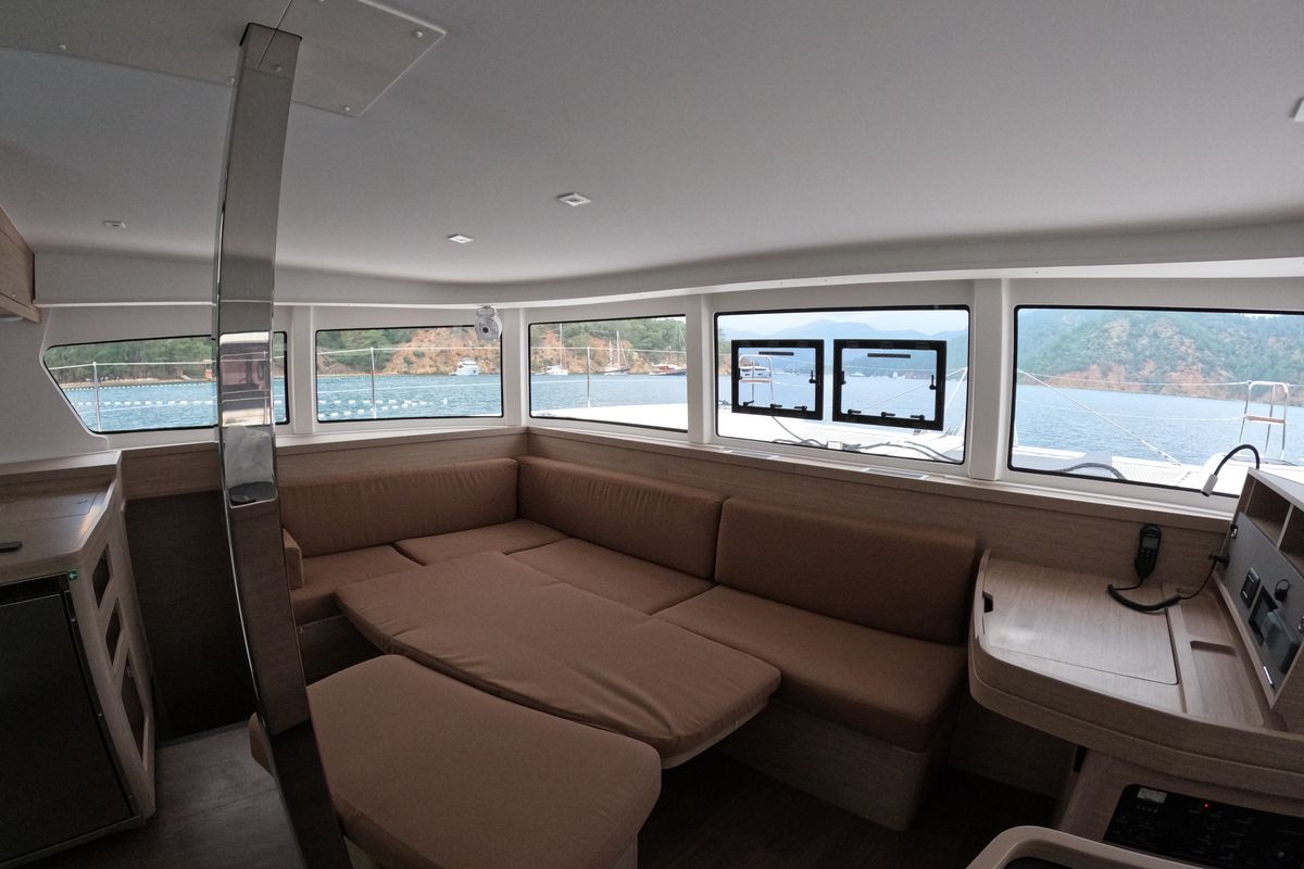 Salon of Rena, a Lagoon 42 catamaran at Fethiye, Turkey