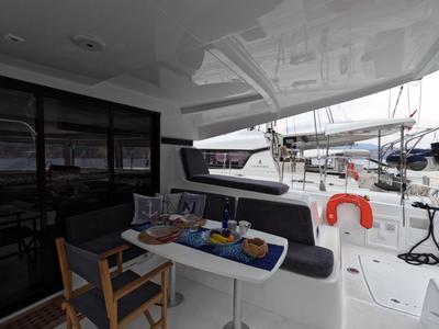 Deck of Rena, a Lagoon 42 catamaran at Fethiye, Turkey