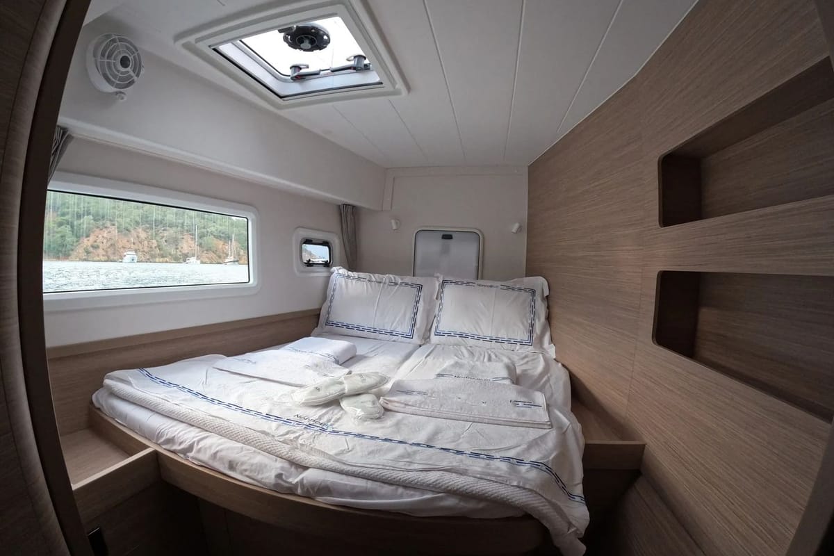 Cabin on Rena, a Lagoon 42 catamaran at Fethiye, Turkey