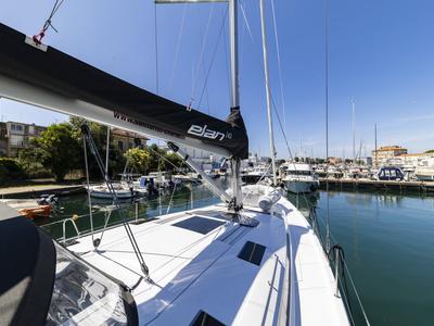 Deck of Vekenega, a Elan Impression 45 sailboat at Zadar, Croatia