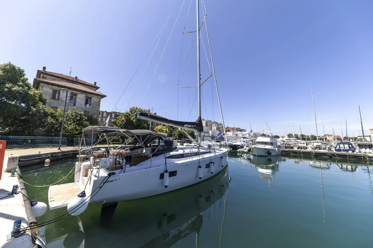Exterior view of Vekenega, a Elan Impression 45 sailboat at Zadar, Croatia