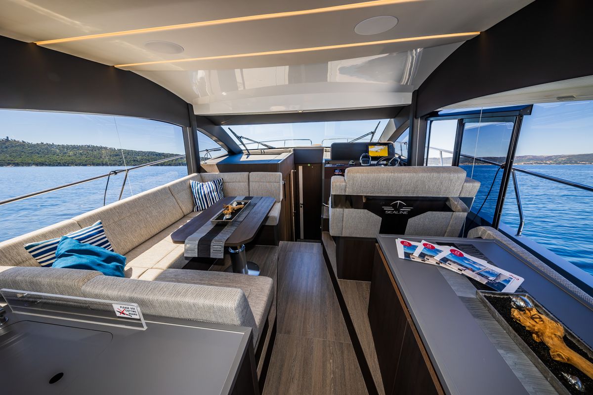 Salon of Grace II, a Sealine F430 yacht at Grad Kaštela, Croatia
