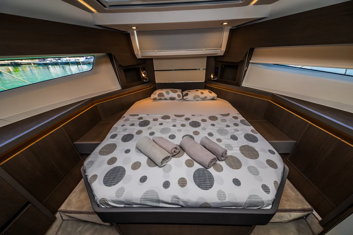 Cabin on Grace II, a Sealine F430 yacht at Grad Kaštela, Croatia
