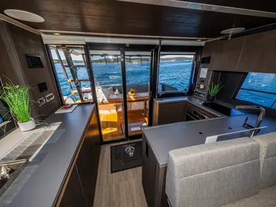 Galley of Grace II, a Sealine F430 yacht at Grad Kaštela, Croatia