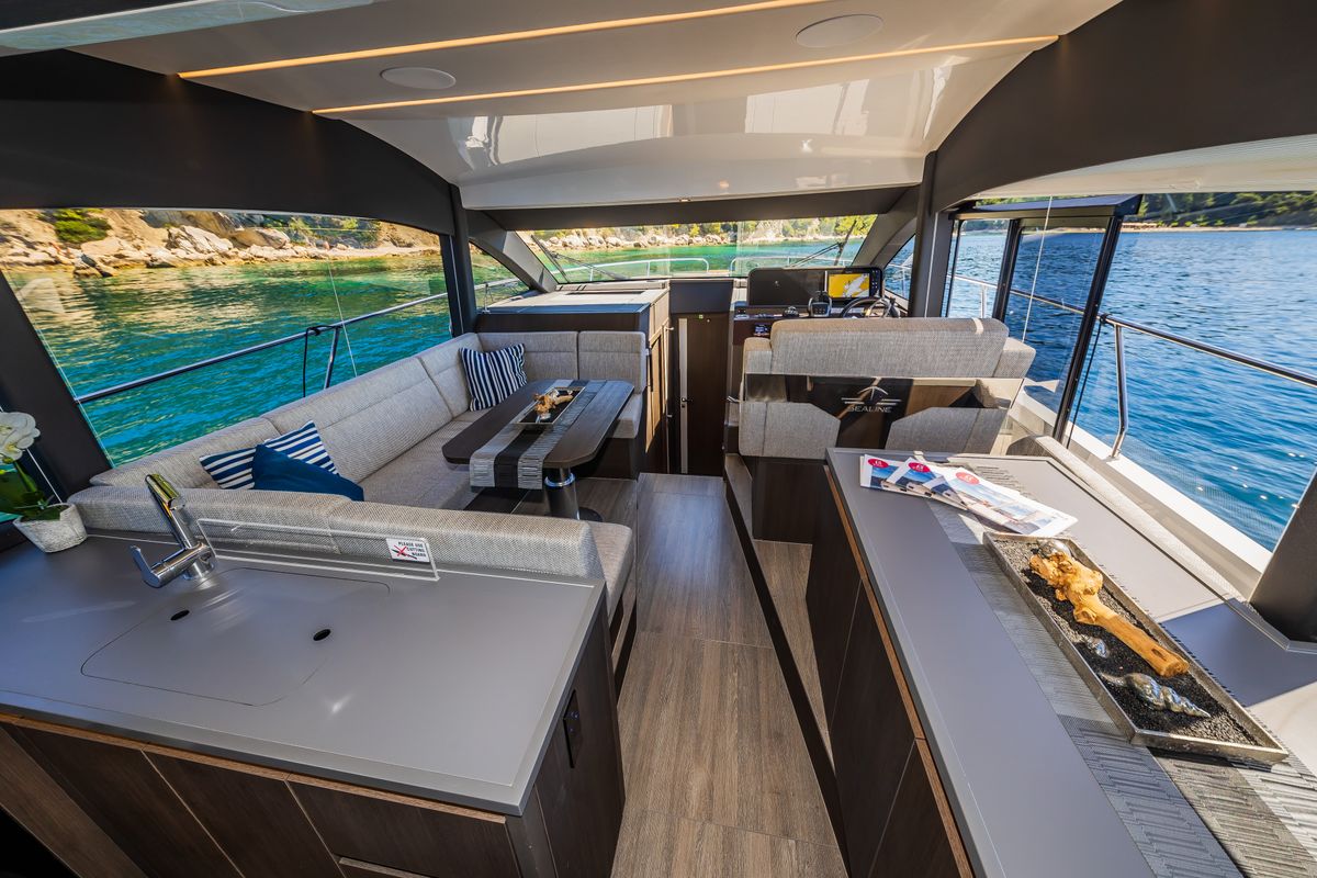 Salon of Grace II, a Sealine F430 yacht at Grad Kaštela, Croatia
