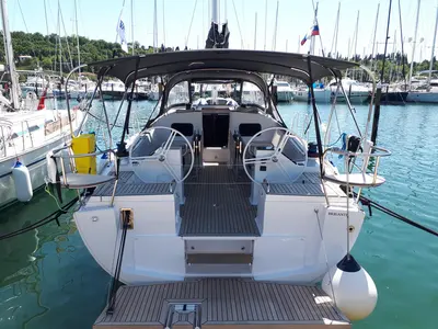 Cockpit of Briganti, a Elan Impression 45.1 sailboat at Izola / Isola, Slovenia