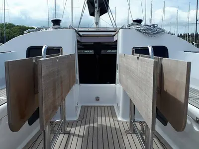 Deck of Briganti, a Elan Impression 45.1 sailboat at Izola / Isola, Slovenia