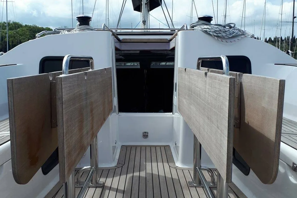 Deck of Briganti, a Elan Impression 45.1 sailboat at Izola / Isola, Slovenia