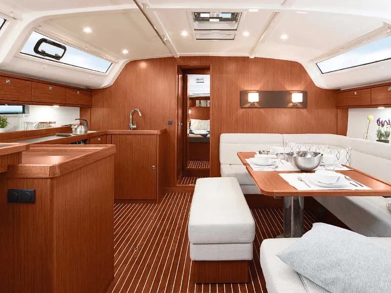 Salon of Gin Tonic, a Bavaria Cruiser 51 sailboat at Gouvia, Greece