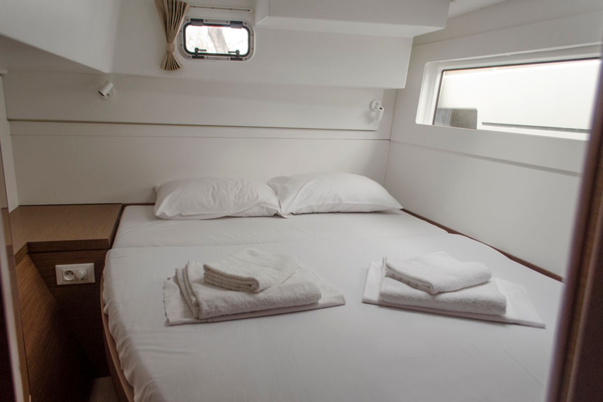 Cabin on Venus , a Lagoon 40 catamaran at Athens, Greece